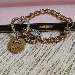 Juicy Couture Gold Chain Bracelet with Heart and Pendant